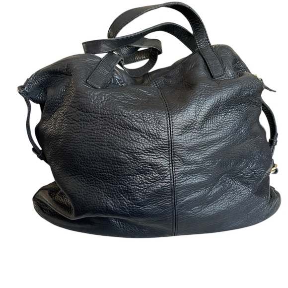 Zara Black Soft Leather Slouchy Oversized Shoulder Hobo Bag Y2K - Picture 4 of 11